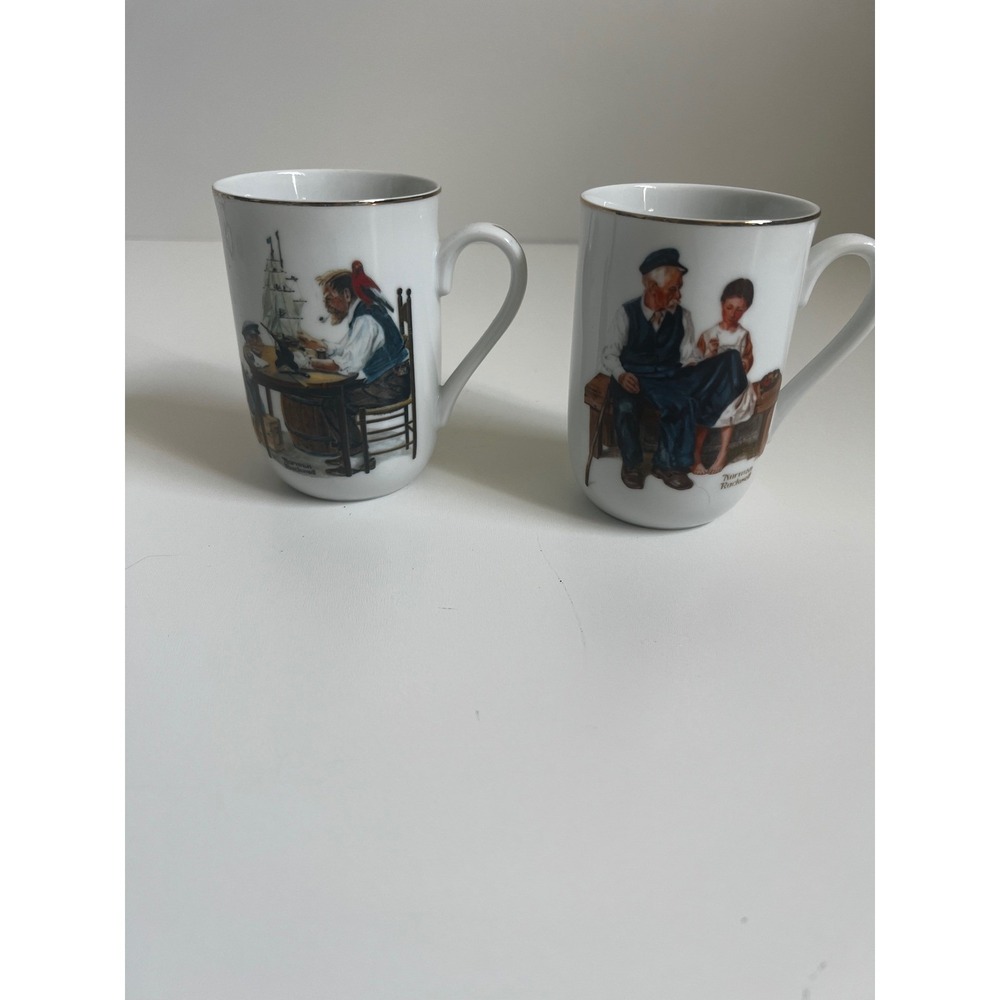 Vintage Norman Rockwell Museum Coffee Mug Set 1982‎ Nautical Collectible